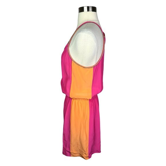 Parker Hot Pink & Orange Silk Popover Dress - Size Small - Picture 4 of 6